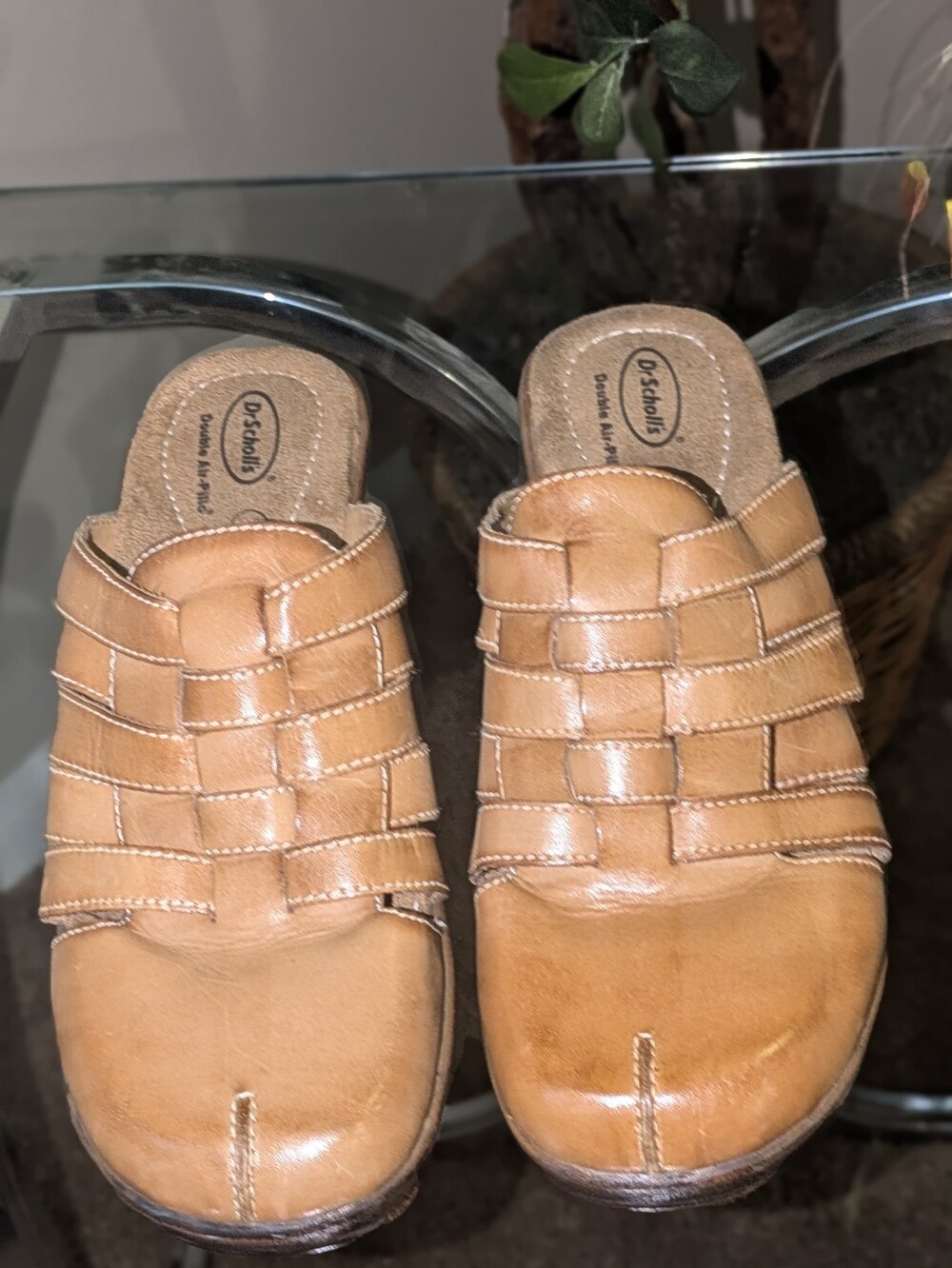 💥FINAL💥Vtg. Dr. Scholl's Tan Leather Mule Heels EUC - Picture 2 of 8